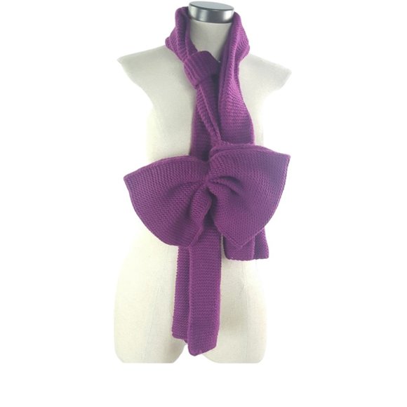 Large Bow Knit Scarf Purple nwt Blossom Boutique - Picture 2 of 9